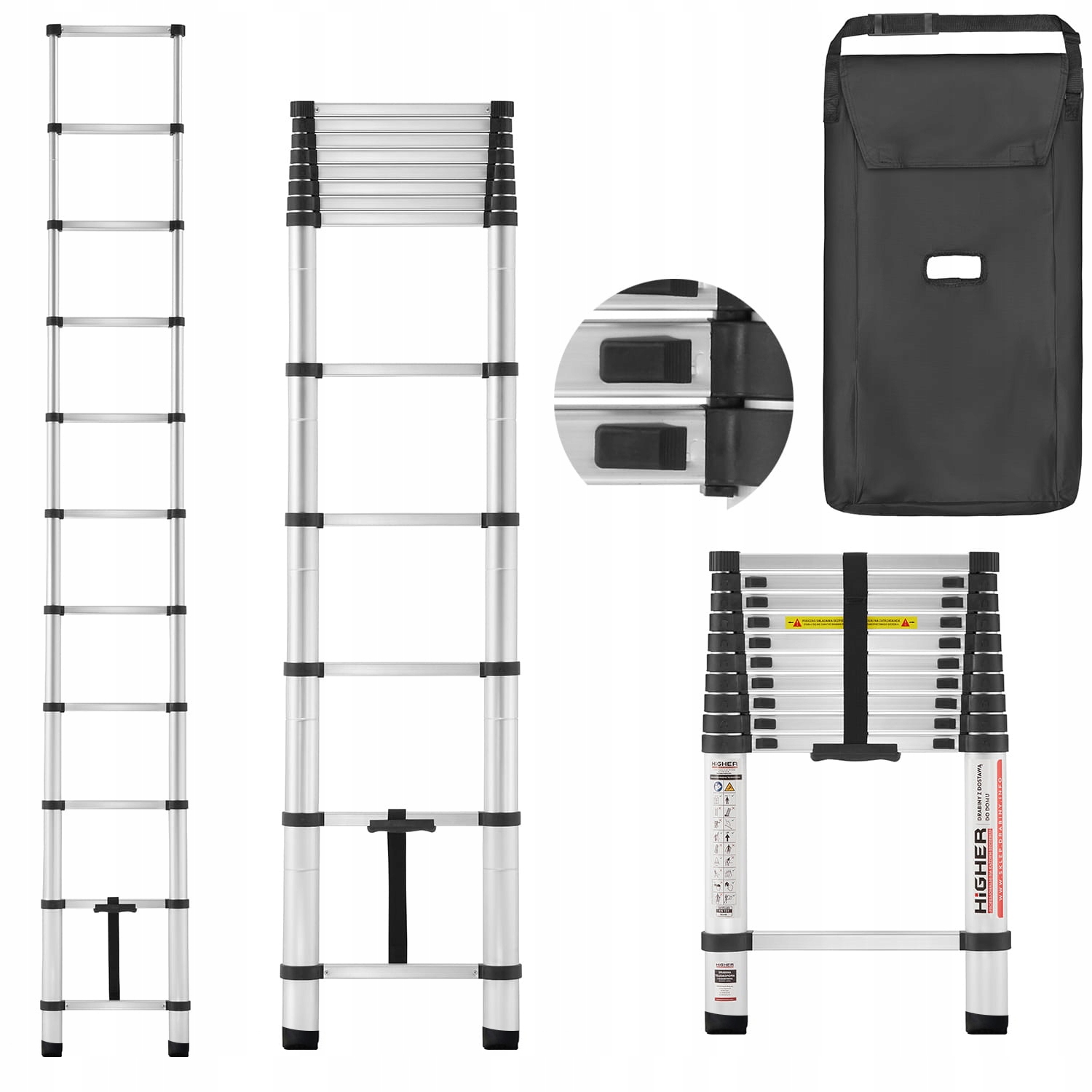 Vyšší rebrík 2,6 m hliníkový 1 x 9 do 150 kg