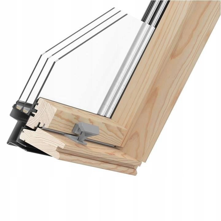 Rooflite 3-presklené strešné okno drevené rooflite trio borovica 78 x 118 cm plus golier