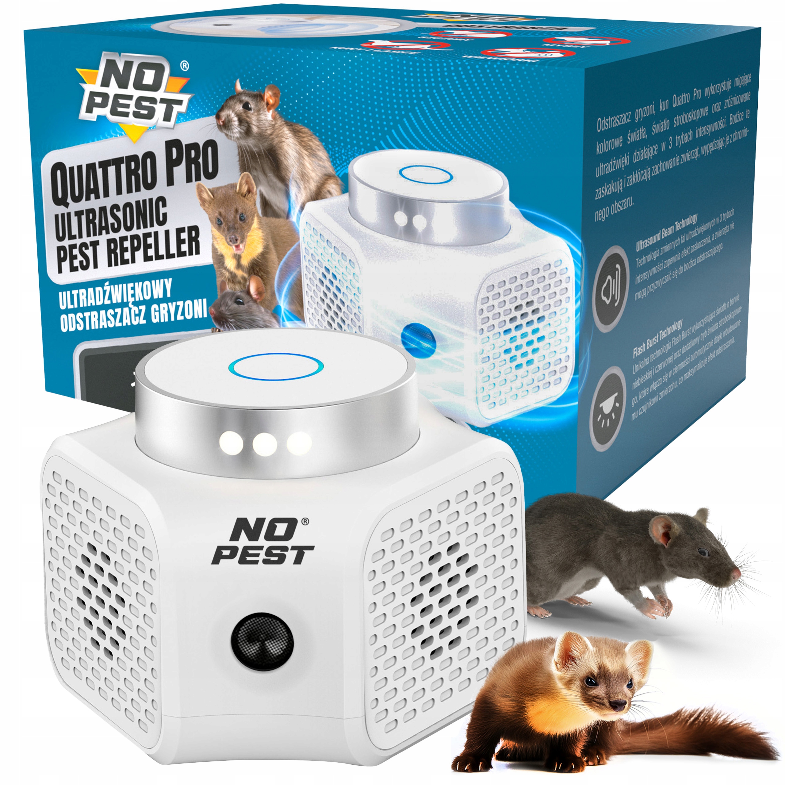 No Pest® Quattro PRO – ultrazvukový odpudzovač hlodavcov
