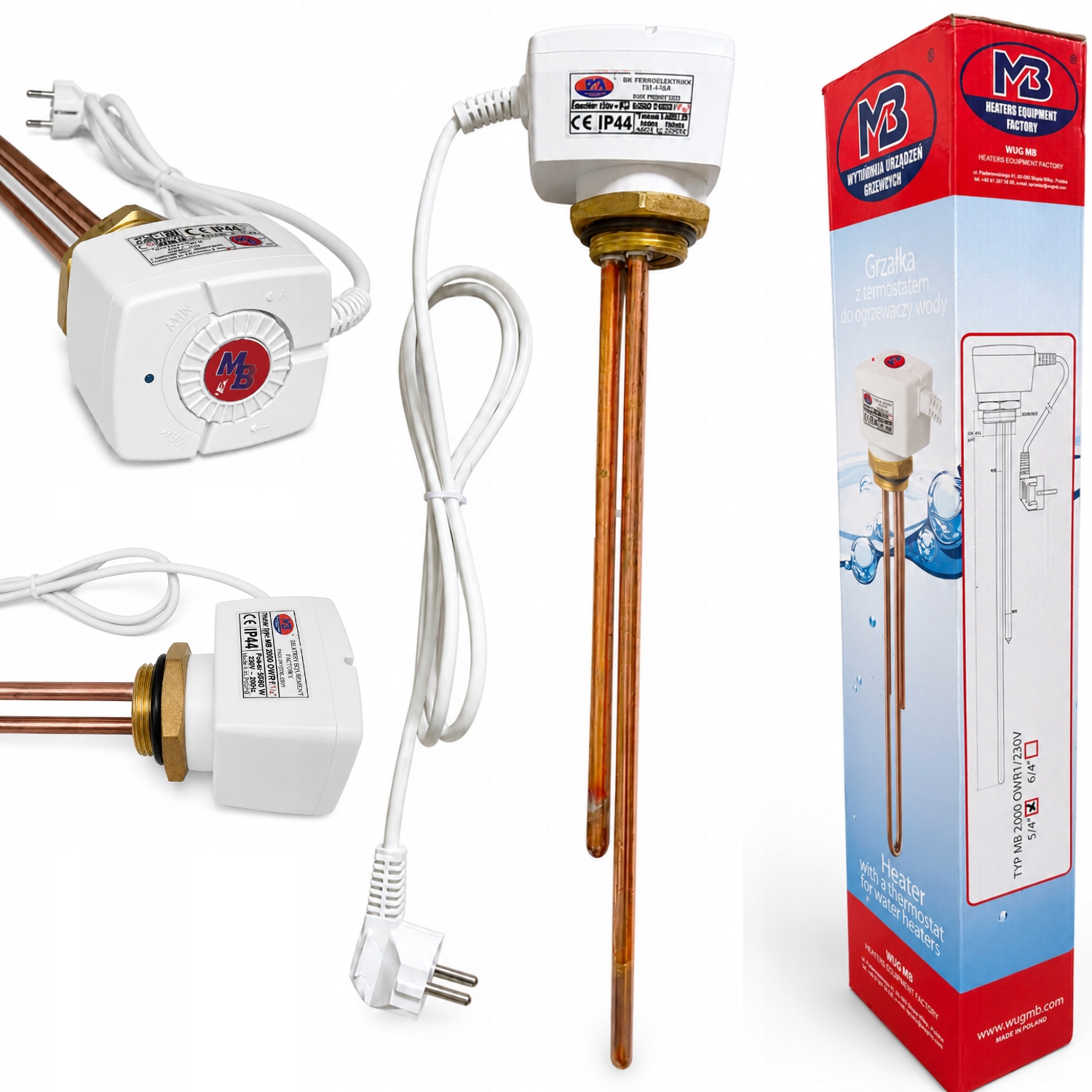 Vykurovacie teleso WUG MB 2000 OWR1 2000 W 230 V 5/4" | Medené s termostatom
