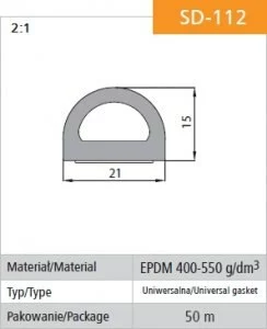 Tesnenie dverí - Sebalepé tesnenie Čierna SD-112-0 21*15 mm mb