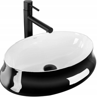 Umývadlo - Keramickým umývadlom Angela White / Black 52.5x37 REA
