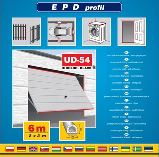 Tesnenie dverí - Tesnenie D 12x10 UD-54 Čierna 6 m Univerzálna HIT