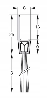 Tesnenie dverí - Tesnenie kefy Alu pre dvere 100 cm