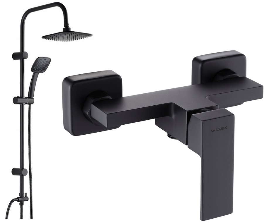 Sprchová batéria Valvex ARS Black čierna + sprchový set Kuchinox ONDO na omietku