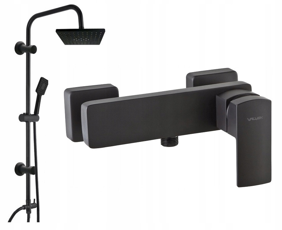 Sprchová batéria Valvex ENZO BLACK čierna + sprchový set Reihe BERG na omietku