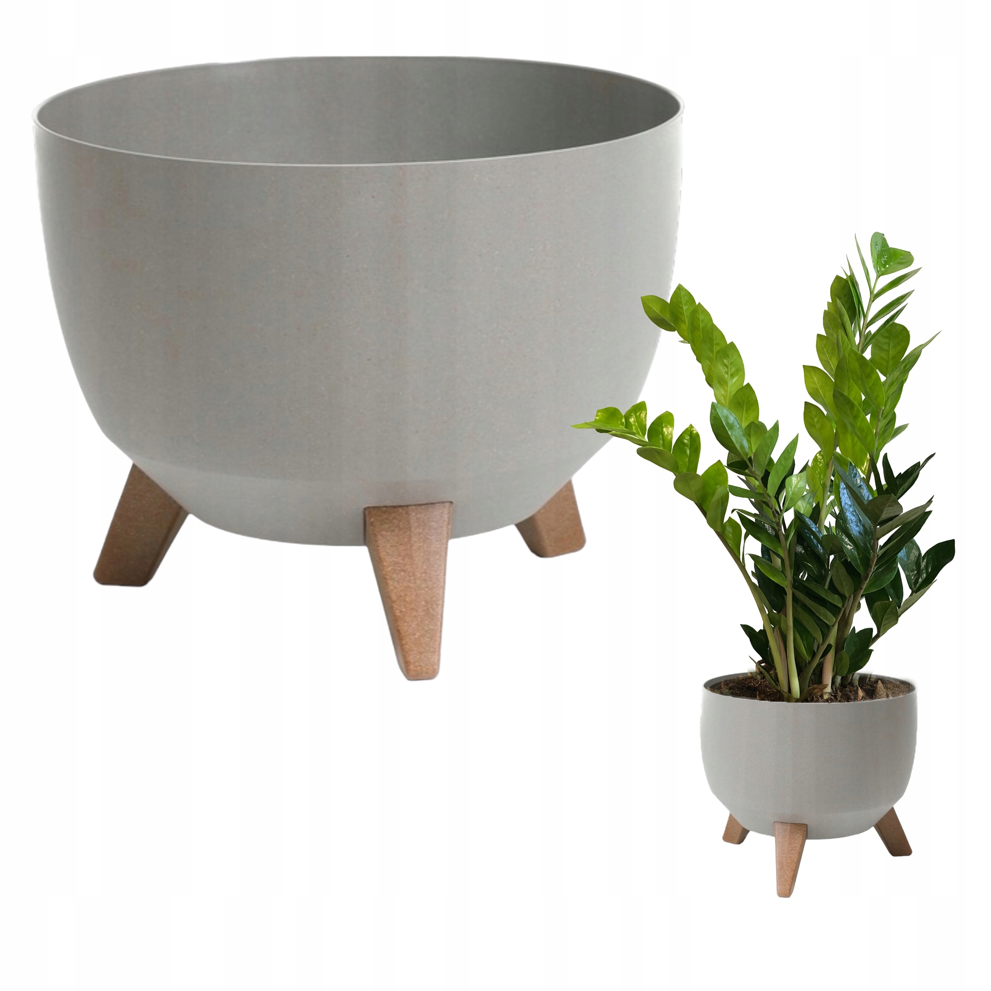 Kvetináč Grando 39 cm x 39 x 24 cm priemer 39 cm plastový odtieň sivej a striebornej