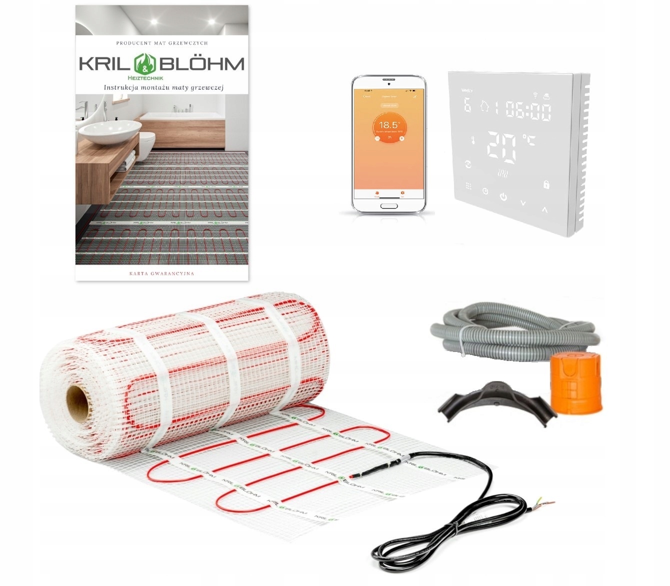 SÚPRAVA VYHRIEVACIEHO ROHOŽE 150W/M2 2,5M2/H 607 WIFI BIELA