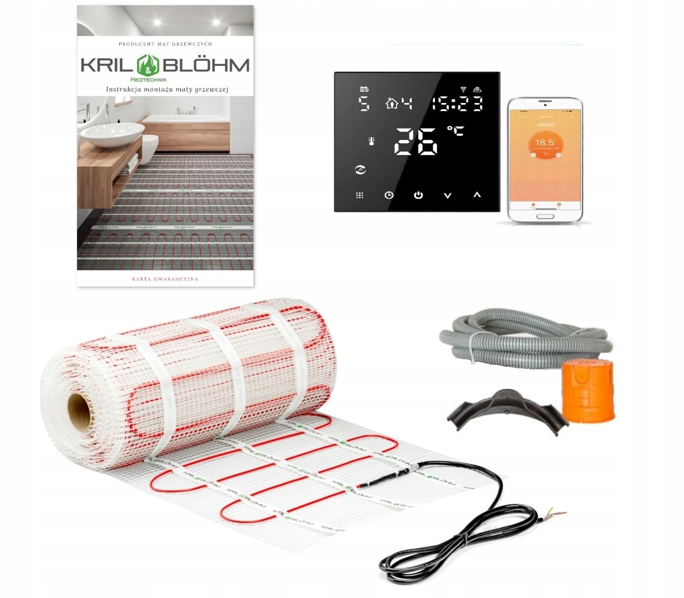 VYHRIEVACIA ROHOŽ VYKUROVACIA SADA 150W/M2 2,5M2/H 607 WIFI ČIERNA