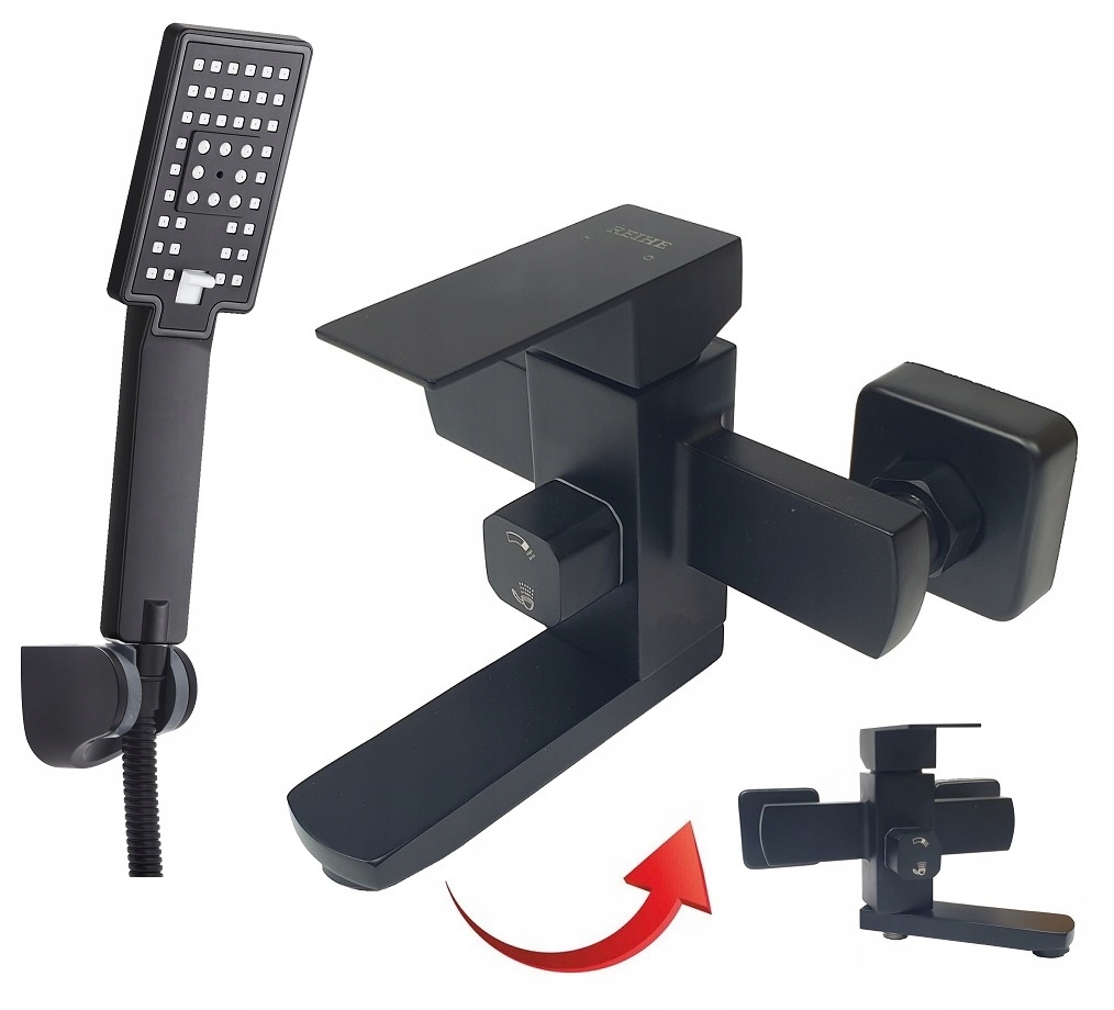 Reihe Eco čierna nástenná vaňová a sprchová batéria