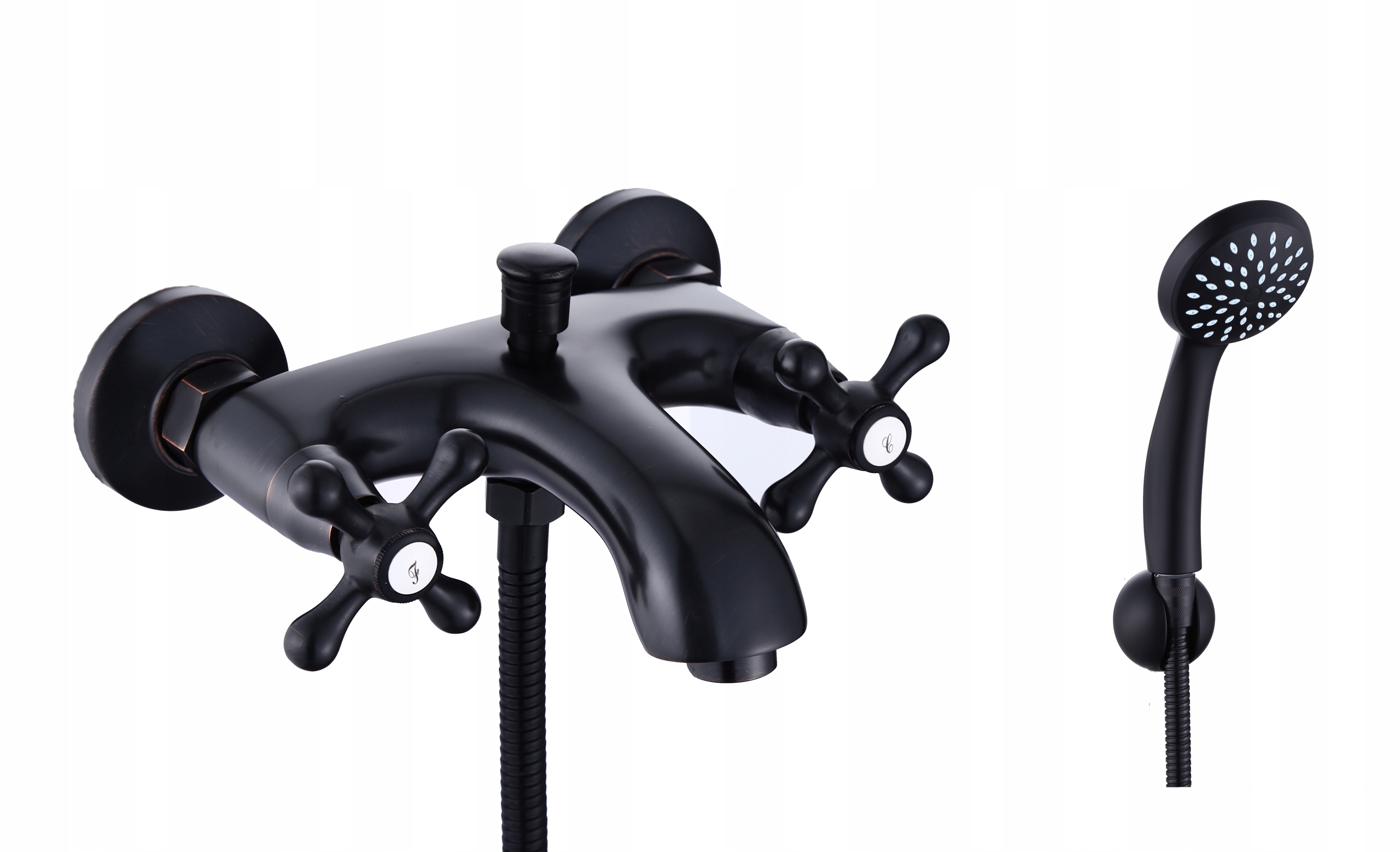 Nástenná vaňová a sprchová batéria ZXC Retro Black, čierna