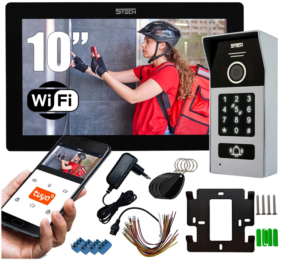 2-drôtový videovrátnik 5TECH TWIN MONITOR WIFI KÓD + KEYRING ATLO-501B/BK