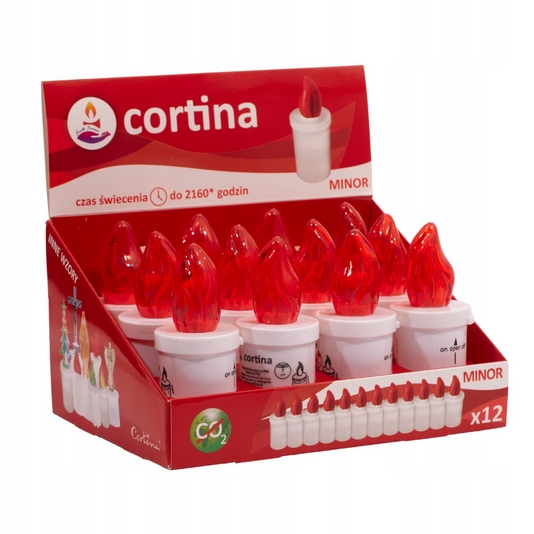 LED Znicze Czerwone z Bateriami, Trwałość 90 Dni - Pack 12