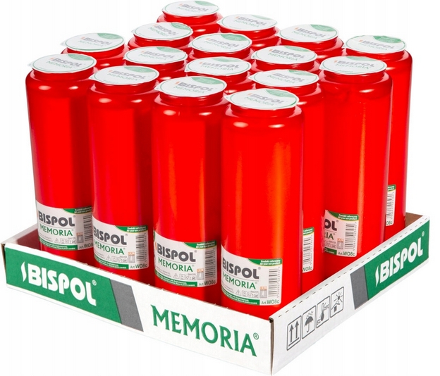 Olejové náplne do svietnikov Bispol Memoria WO8c, červené, 16 kusov