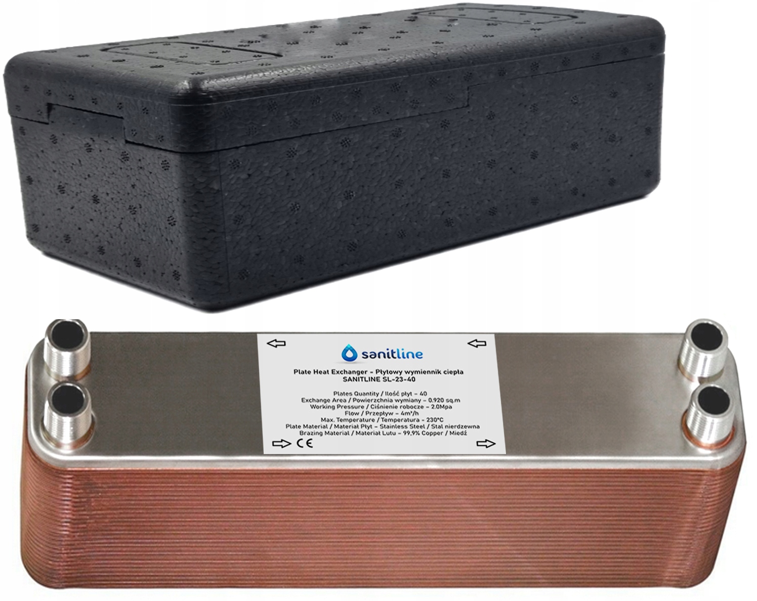 SANITLINE TEPELNÝ VÝMENNÍK 40 DOSKY 45kW 3/4" + ISO