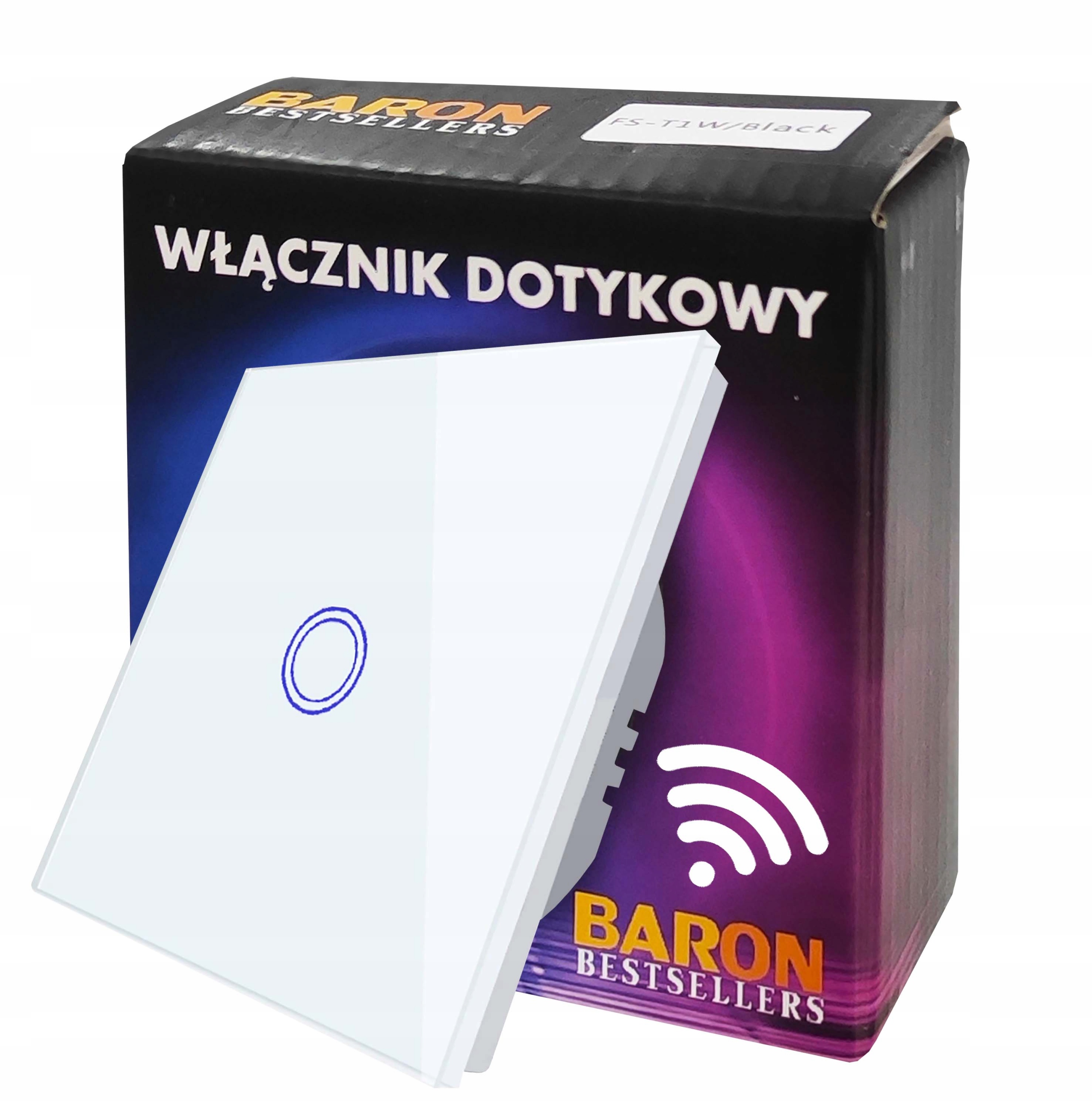 WIFI dotykový spínač, biely, jedna LED, sklo