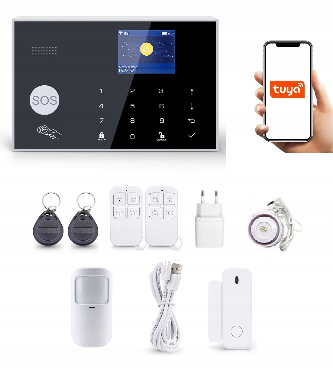 BEZDRÔTOVÝ ALARM LCD 2,4' GSM WiFi TUYA SMART V POĽSKU