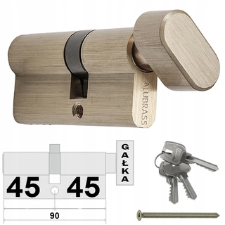 Zámok na dvere -  Vložte 45/45 AlubRass Gomb Satin