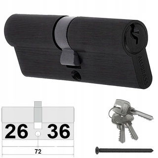 Zámok na dvere -  Čierna vložka 26/36 AlubRass