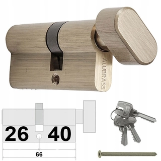 Zámok na dvere -  Zamknutá vložka 26/40 AlubRass Gomb