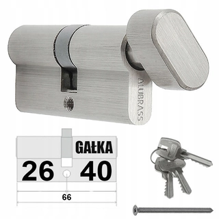 Zámok na dvere -  Zamknutá vložka 26/40 AlubRass Gomb Nickel Satin