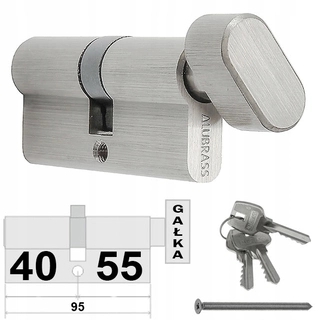 Zámok na dvere -  Zamknutá vložka 40/55 AlubRass Gomb Nickel Satin