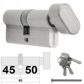 Zámok na dvere -  Zamknutá vložka 45/50 AlubRass Gomb Nickel Satin