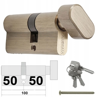Zámok na dvere -  Zamknutá vložka 50/50 AlubRass Gomb
