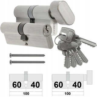 Zámok na dvere - Aublida 40/60 + G40/60 System 5KL Nikiel vložky
