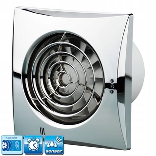 Ventilátor - Ventuje tichý higrotimer 100mm ventilátor, chróm
