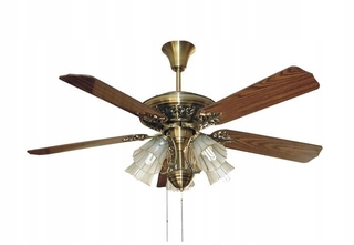 Ventilátor - Retrogold stropný ventilátor s osvetlením 132cm