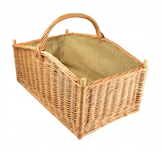 Stojan na drevo - VEĽKÝ prútený DREVÝ KOŠÍK XXL košík 60cm JUTE