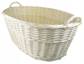 Stojan na drevo -  Prútený kontajner na hračky drevo biely 80cm