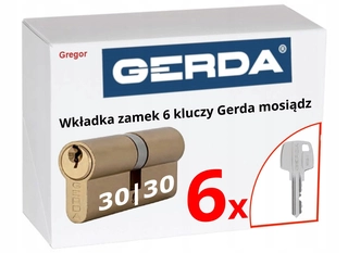 Zámok na dvere -  Vložte hrad 30/30 Gerda Brass + 6 kľúče