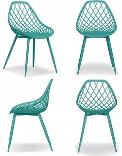 Stolička do záhrady - Sada 4x Tyrkysová OpenWork Chico Chair