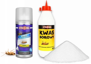 Repelent proti hmyzu - Prášok proti švábom, mravcom, plošticiam Strong 0,5 kg + Dymovnica proti švábom Strong 150 ml