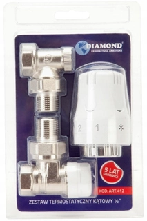Hlavica, ventíl - Uhol uhol Termostatická sada 1/2, Diamond