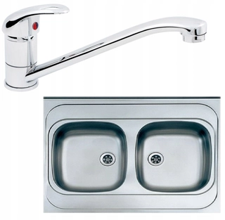 Kuchynský drez - SINK 60X80 dvojkomorový PREKRÝVKA + BATÉRIA