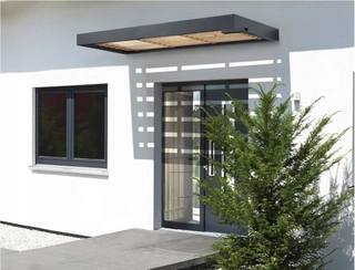 Strieška nad dvere - Zastrešovanie BS drevo 160 x 90 Alu + sklo + drevo