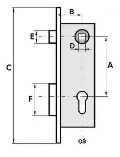 Zámok na dvere -  Náhrada za zámok ABLOY 4262 72/55, 210mm UNI lišta