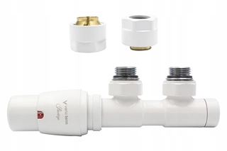 Hlavica, ventíl - Rohový ventil Term Twins White Mat 50 mm + CU15mm Left