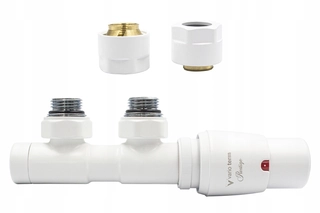 Hlavica, ventíl - Uhlový ventil Termín Twins White Mat 50mm + CU15mM vpravo