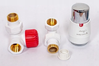 Hlavica, ventíl - Uhol / axiálne ventil termostat Celý set White