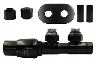 Hlavica, ventíl - Valve termín Twins 50mm Black Mat + Konektory + ružica