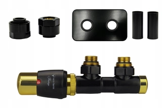 Hlavica, ventíl - Termo Twins Black Mat / Golden Left Cu AiO