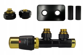 Hlavica, ventíl - Termo Twins Black Mat / Gold Ľavý Pex AiO