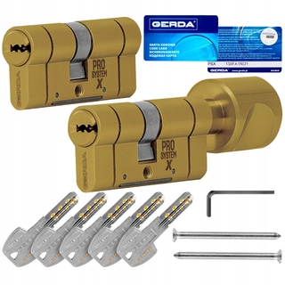 Zámok na dvere -  Sada 2 vložiek 30/45 + G30/45 BRASS PSX GERDA