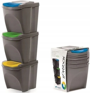 Obrubník palisáda - Sada triediacich košov Sortibox 3x25L na triedenie odpadu
