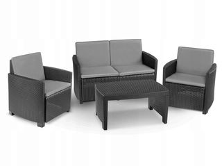 Záhradný stôl, stoličky - Záhradný stôl a stoličky, plast, Modern Brown