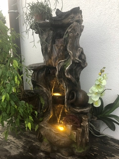 Záhradná fontána - ZÁHRADNÁ FONTÁNA "LESNY ZDRÓJ" výška 110cm!LED osvetlenie*